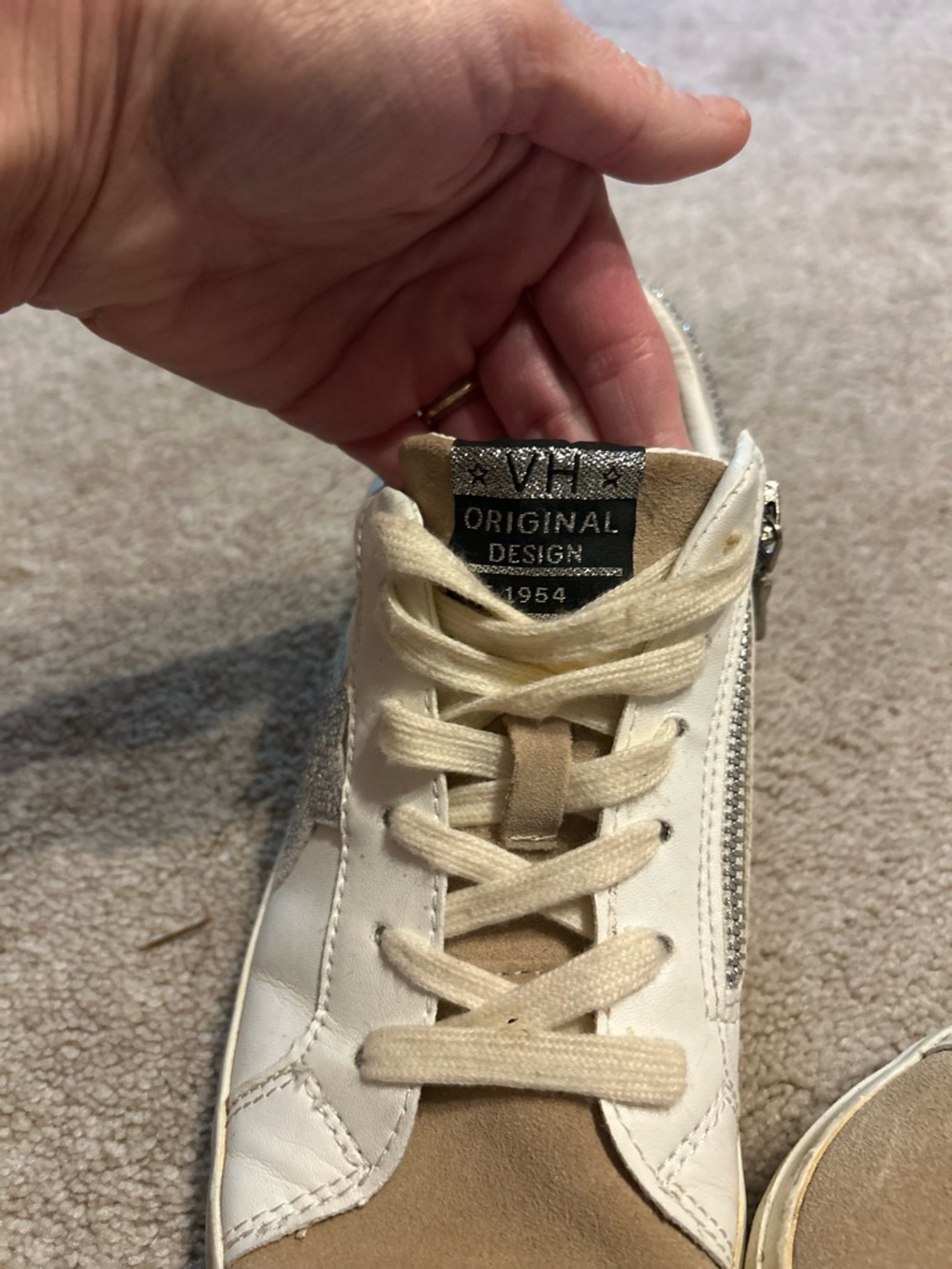 Vintage Havana Jenna White Camel Star Sneakers Rhinestone Zip 8 - Picture 4 of 12